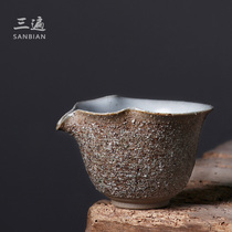 Japanese rock mine fair cup Handmade vintage coarse pottery fair cup Ceramic tea separator Heat-resistant male cup Uniform cup tea sea