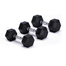 Gym dumbbell commercial hexagonal dumbbell rack set combination cast iron solid plastic package 15kg mens fitness home