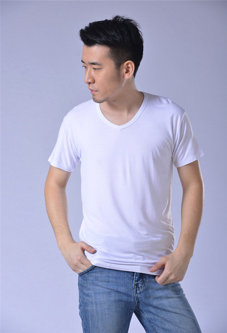 男士短袖t恤莫代尔打底衫纯色半袖圆领 夏季薄款上衣运动速干加肥_7折