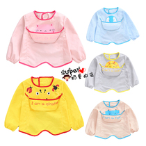 Japanese baby full body waterproof long-sleeved overcoat Eating bib reverse dressing Infant reverse back protector new