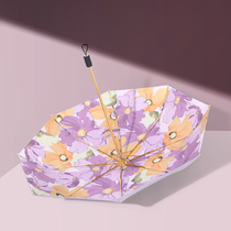 Japan CK parasol female super strong sun protection UV double-layer silver umbrella retro wind and rain dual-use folding