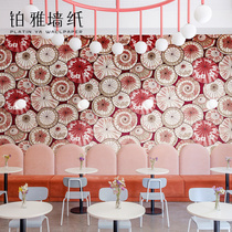 Chinese oil paper umbrella hotel restaurant wallpaper classical Japanese cuisine and wind sushi shop wallpaper background wall script kill