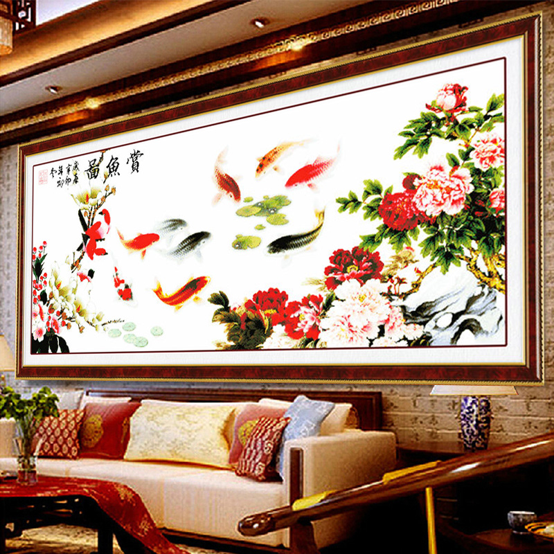 美吖赏鱼图印花十字绣