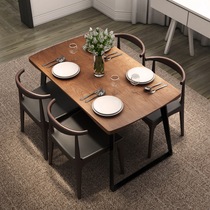 Dining table solid wood table Original wood color Chinese rectangular Nordic table small family Type 4 people Home Easy