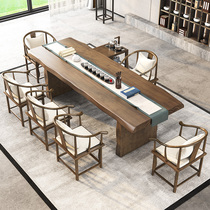 New Chinese log large board tea table and chairs Combined solid wood Zen Serie Home Tea table Tea Tea Table Tea Table Tea Table