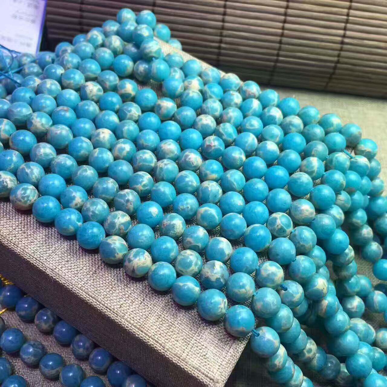 5a级海蓝色帝皇石水晶散珠 圆珠 半成品 diy饰品配件