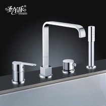 Copper desktop four-hole faucet Split bathtub shower faucet Shower set Porous basin double faucet