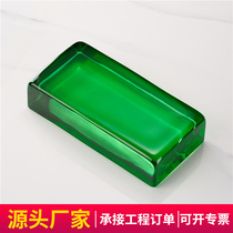 Transparent silver-plated crystal brick ultra-white solid glass brick partition wall perforated square glass block frosted crystal brick