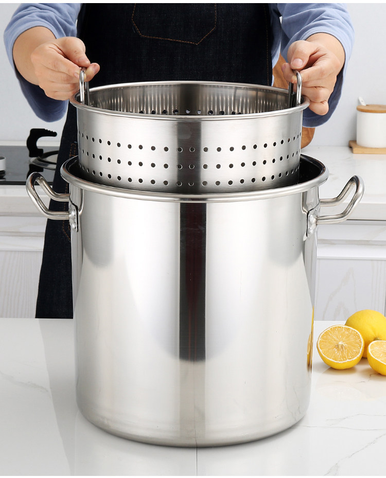 商用卤虾桶加厚不锈钢漏桶小龙虾桶汤桶卤水桶炸焖油筛虾桶套装