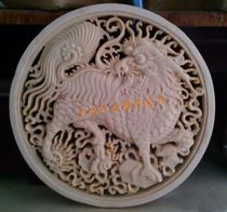 Beautiful sandstone sculpture decoration Sandstone Unicorn relief round pendant Hotel decoration pendulum painting wall Sandstone background wall