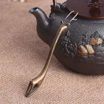 Xianglu pot fork pure copper cover fork Japanese iron pot accessories kung fu tea set retro bamboo fork antler pot holding pot clip