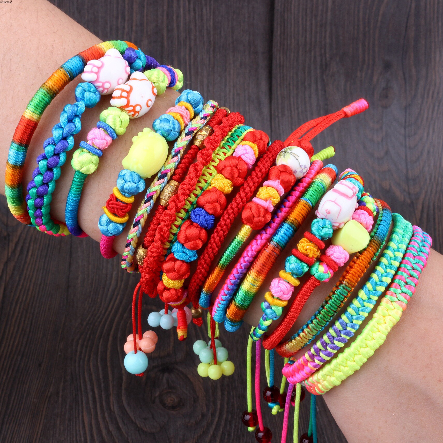 中国结圈扣菠萝结线圈红绳菠萝球制作饰品手链线手工编绳精编手绳