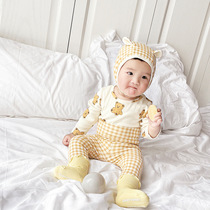 Baby Hays 0-1-2-year-old newborn Long sleeves Protective Belly Pants Hat Suit Spring Autumn Han Edition Baby Climbing