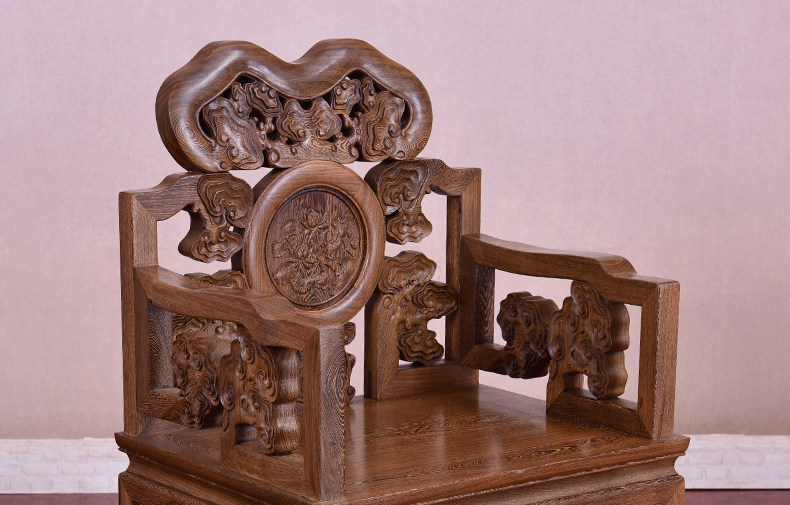 艺铭天下红木家具 鸡翅木灵芝椅茶几中式仿古茶几太师椅三件套