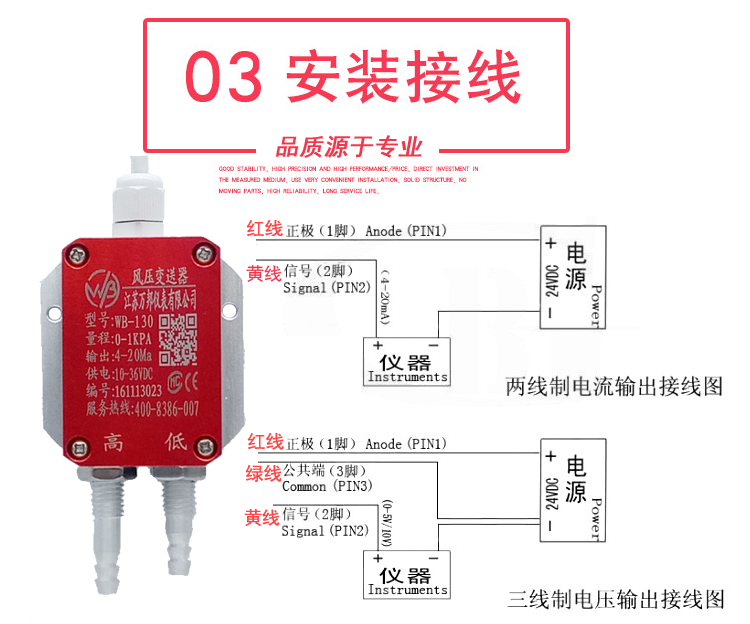 微差压 风压变送器 压差 压力传感器 4-20ma 风机风管