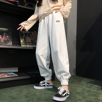 2021 Autumn Korean edition high waist versatile casual pants straight leg sweatpants womens loose drawstring pants dance pants