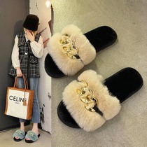 Japanese GP flat wool plush slippers women in summer home indoor cute cotton shoes autumn and winter