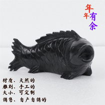 Natural black dazzling carp stall for years with black fish livingroom Home Decorative Jo Relocation Gift Pendulum