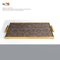 Modern light and luxurious metal UP leather Decorative Trays Living Room Table Swing for sale in the flat room Home Decorative Arts