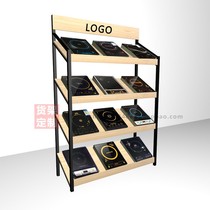 Induction cooker inclined frame pan rack inclined display rack kitchenware iron rack black sample display rack
