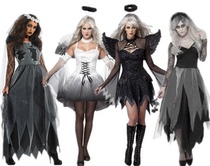 cosplay Halloween costume vampire Black Ghost Bride Queen Witch Dress Black Angel Dress Role-playing
