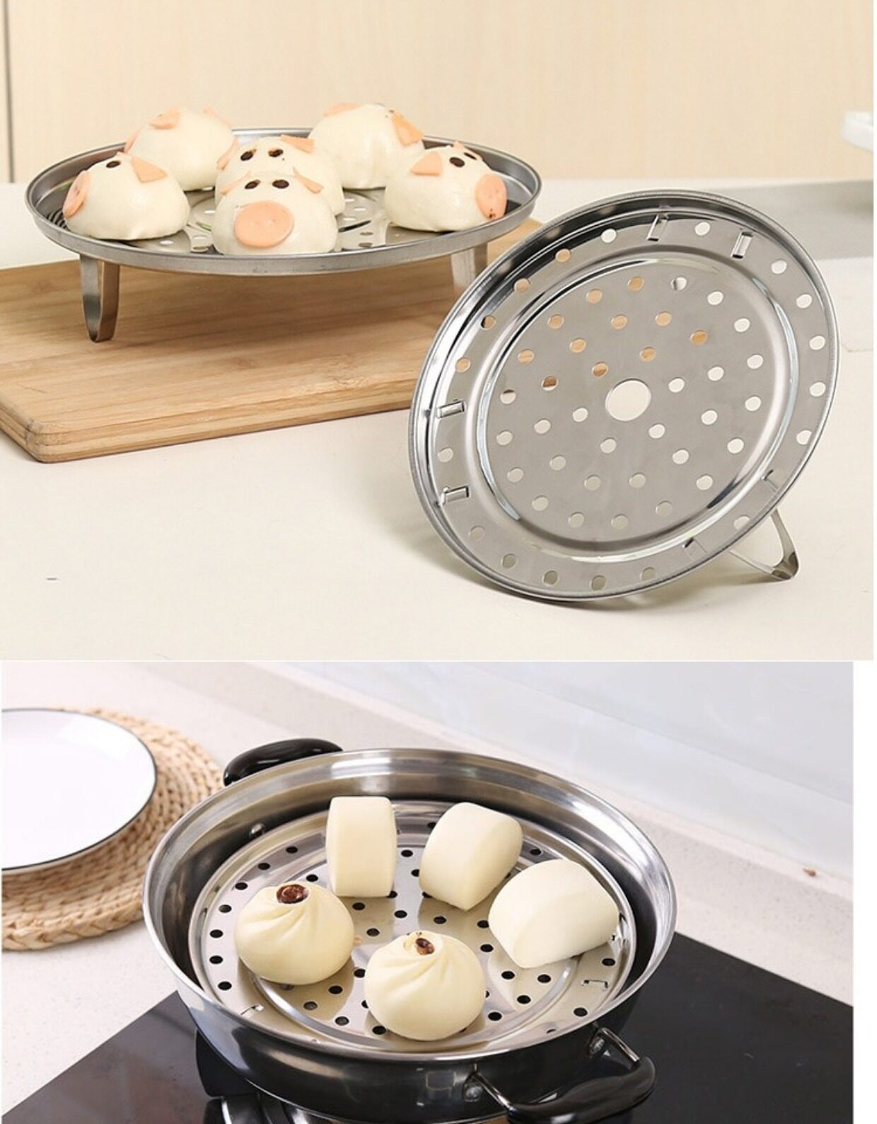 加厚蒸屉子蒸格片不锈钢家用圆形肠粉蒸架高压锅隔水蒸盘篦子包邮_7折