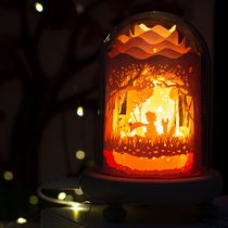 Small Prince Creative Light Shadow Paper Carved Light Diy Handmade Material Bag Finished 3d Stereopasfilm Romantic Cut paper Table lamp