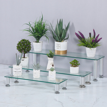 Flower shelf shelving Balcony Indoor Living-room Simple Ladder Floor Type Multilayer Multi-Meat Tempered Glass Flower Shelf