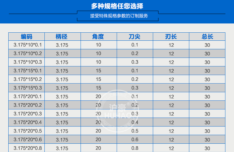 沪豪电脑雕刻机刀具3.175mm数控平底尖刀cnc钨钢锥刀度雕刻刀直刀