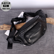 Handmade Pure Leather Pocket Men Brief Genuine Leather Chest Bag Retro Casual Satchel Korean version Riding Bags Sportphone Bag