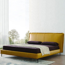 Italy imported first layer cowhide bed Leather bed Leather art bed Simple modern Nordic summer map with the same double bed