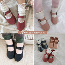 Young girls' leather shoes Princess shoes Chunqiu 2023 new Korean version of soft-bottom bean shoes Little baby girl single shoes