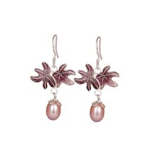 Fig sterling silver earrings womens 999 foot silver vintage Palace hypoallergenic Joker Enamel pearl earrings earrings