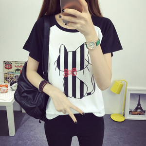 2016夏季新款韩版女装大码印花半袖上衣韩国宽松学生短袖t恤女潮