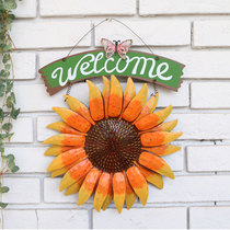 European style pastoral style creative living room wall decoration wall decoration WELCOME sunflower iron hanging ornaments