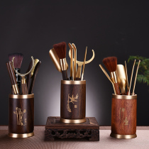 Brass Black Sandalwood Kongfu Tea Accessories Suit Tea Spoon Raising Pot Pen Tea Lane 6 Six Gentlemen Tea Knife Tea Making Tool