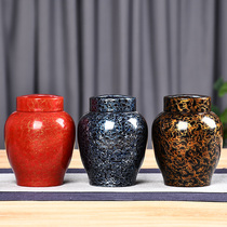 Mu Li big lacquer tea cans handmade tin sealed tea storage cans lacquerware tea set rhinoceros skin pattern tea ceremony supplies box