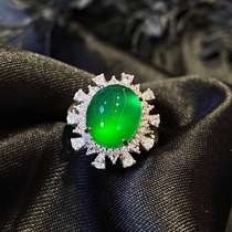 VISING jewelry original silver plated white gold inlaid chalcedony ring Rose gold chalcedony agate comparable to jade