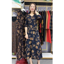 Wan Zi style womens 2021 spring middle-aged dress over the knee 40 years old 50 middle-aged skirt thin temperament dress