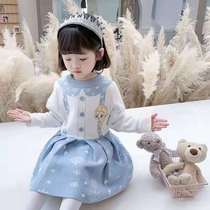 Ice and Snow Edge Love Tha Princess Dresses Dress Sweaters Girls Knit Plus Suede Genuine Autumn Winter Birthday Foreign Air Dress