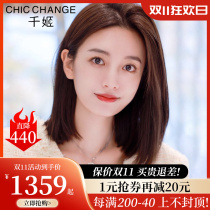 Short-haired female partial collarbone real hair headband full of natural aging round face hairstyle full of real human hair waves