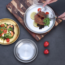 304 Han Type Stainless Steel Thickened Disc Cafe Golden Tray Cake Pan Water Fruit Dish Bone Disc disc Dish Shallow Dish