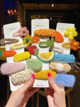 Japanese plush hairclip edge clip girl cute hairpin Korean card Net red 2021 new small clip headgear