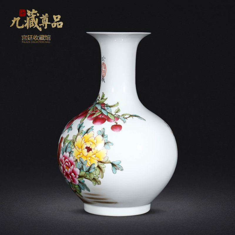 Jingdezhen ceramics vase hand - made pastel prosperous sitting room of Chinese style household adornment gift porcelain collection