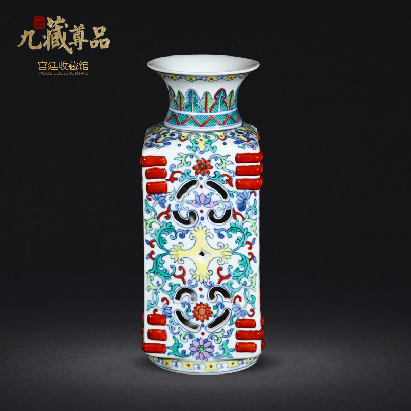 Jingdezhen porcelain vases, antique hand - made porcelain dou turn color heart bottles of home sitting room collect adornment furnishing articles