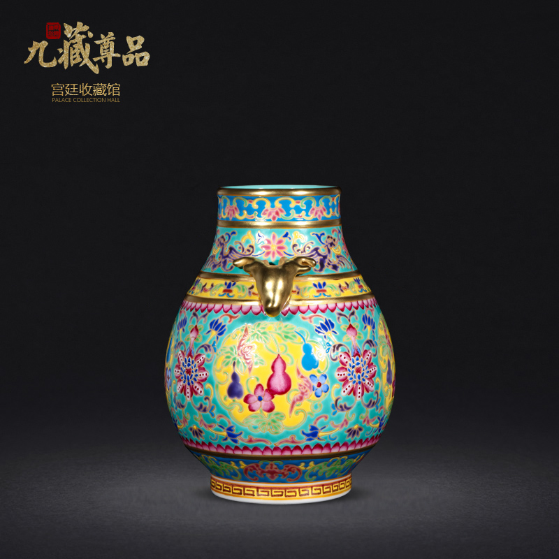 Jingdezhen ceramics antique hand - made lion listen lu chun bottles household enamel vase classic adornment furnishing articles