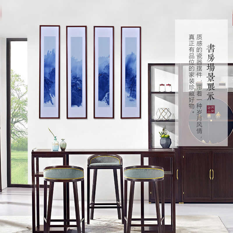 Jingdezhen blue and white porcelain splash ink landscape porcelain plate painting murals hang a picture to Chinese study of the sitting room porch is decorated furnishing articles