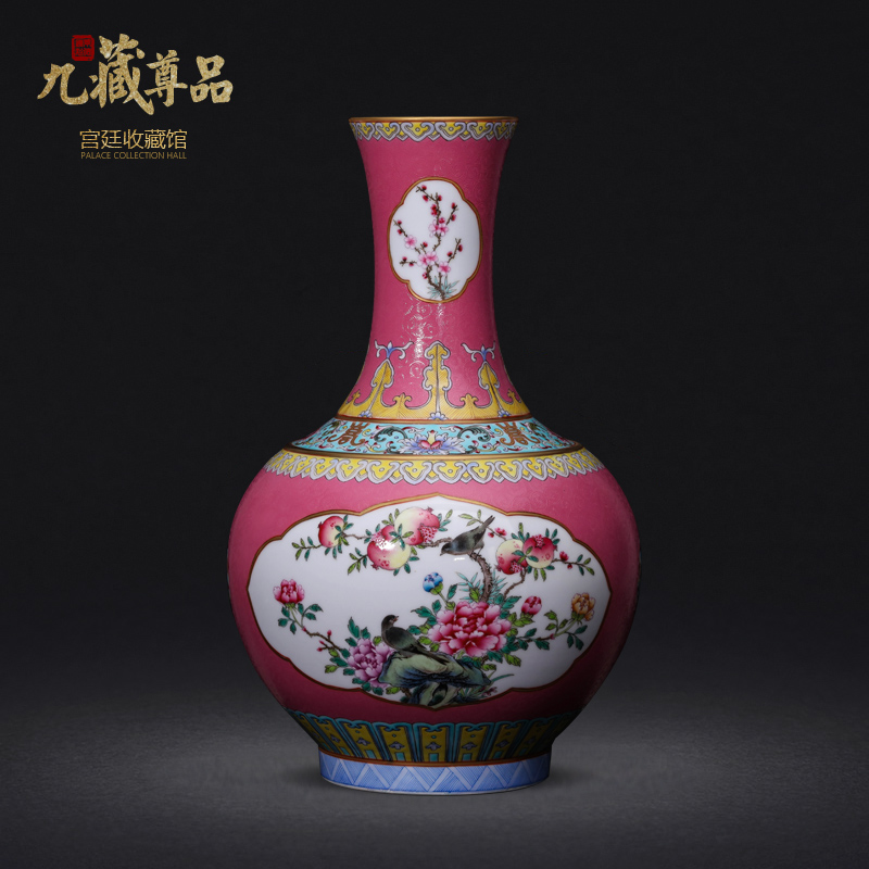 Jingdezhen ceramics imitation the qing qianlong hand - made Windows powder enamel bottle collection sitting room home decoration furnishing articles