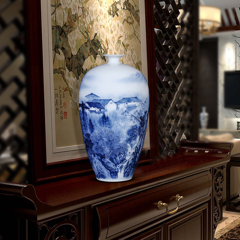 Jingdezhen ceramic dong - Ming li hand - made scenery of blue and white porcelain vase Chinese sitting room porch TV ark, furnishing articles