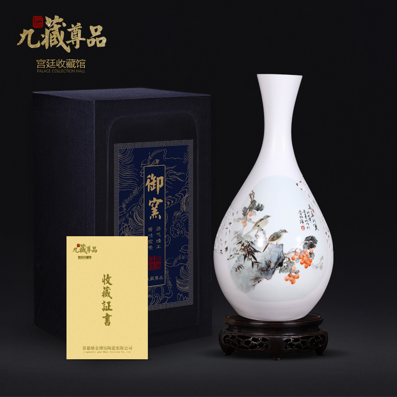 Jingdezhen ceramics dong - Ming li hand - made enamel vase Chinese style living room porch decoration crafts are arranging flowers